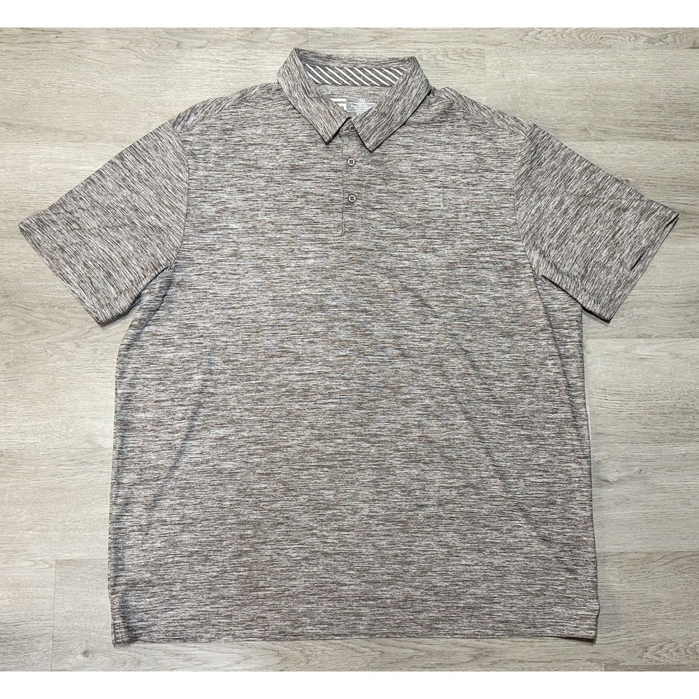 Three Sixty Six Polo Shirt Men Size 3XL Golf Stretch Performance Heather Gray